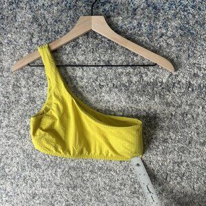 Lululemon One Shoulder Bikini Top Womens Yellow Textured Swim‎ Bralette Ribbed